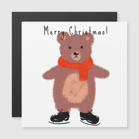 Grappig beer op winterse schaatsen (Voorkant / Achterkant)