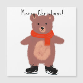 Grappig beer op winterse schaatsen