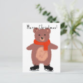 Grappig beer op winterse schaatsen briefkaart (Staand voorkant)