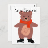 Grappig beer op winterse schaatsen briefkaart (Voorkant / Achterkant)