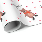 Grappig beer op winterse schaatsen cadeaupapier (Rol Hoek)