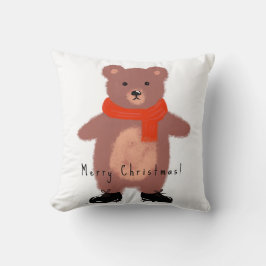 Grappig beer op winterse schaatsen kussen