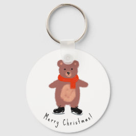 Grappig beer op winterse schaatsen sleutelhanger