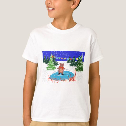 Grappig beer op winterse schaatsen t-shirt (Voorkant)