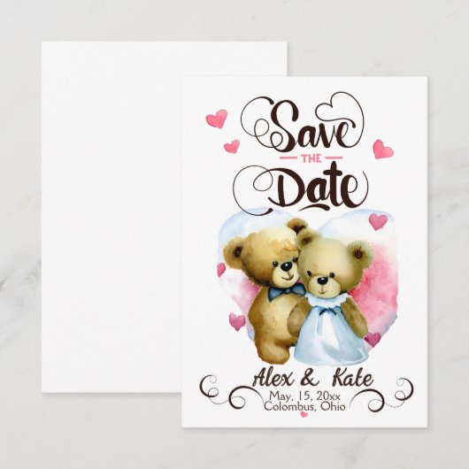 Grappig Beer Paar Bruiloft Save The Date (Voorkant / Achterkant)