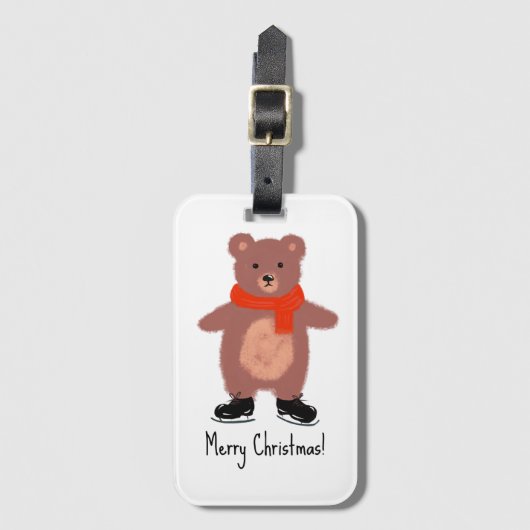 Grappig beer schaatsen bagagelabel (Voorkant (verticaal))