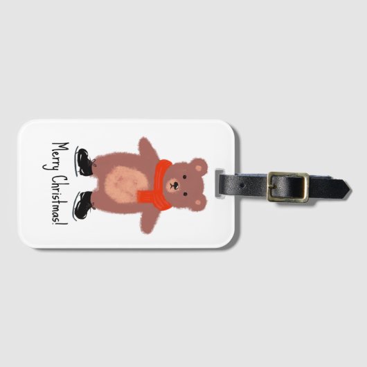 Grappig beer schaatsen bagagelabel (Voorkant (horizontaal))