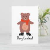 Grappig beer schaatsen kaart (Staand voorkant)