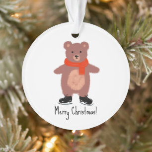 Grappig beer schaatsen ornament