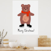 Grappig beer schaatsen poster (Keuken)