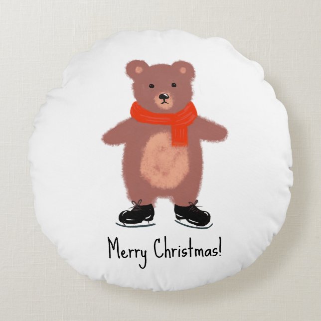 Grappig beer schaatsen rond kussen (Voorkant)