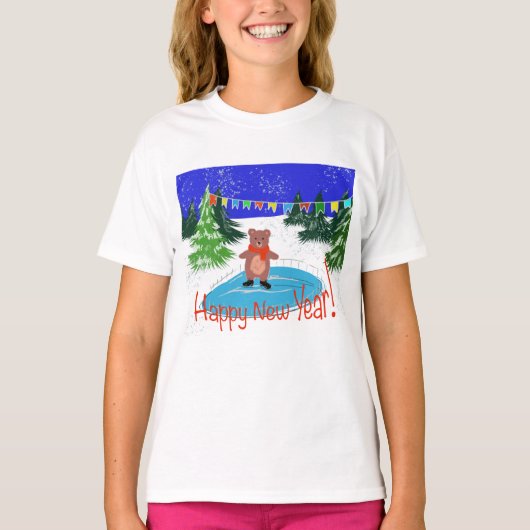 Grappig beer schaatsen t-shirt (Voorkant)