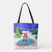 Grappig beer schaatsen tote bag (Achterkant)