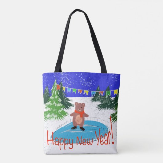 Grappig beer schaatsen tote bag (Achterkant)