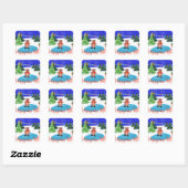 Grappig beer schaatsen vierkante sticker (Vel)