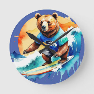Grappig beer surfen T-Shirt Ronde Klok