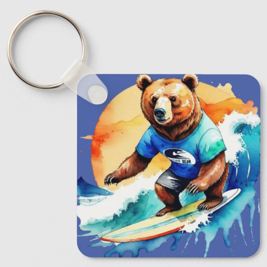 Grappig beer surfen T-Shirt Sleutelhanger (Voorkant)