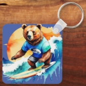 Grappig beer surfen T-Shirt Sleutelhanger (Achterkant)