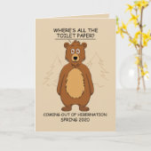 Grappig Beer uit de Hibernatie-Cartoon Kaart (Gele Bloem)