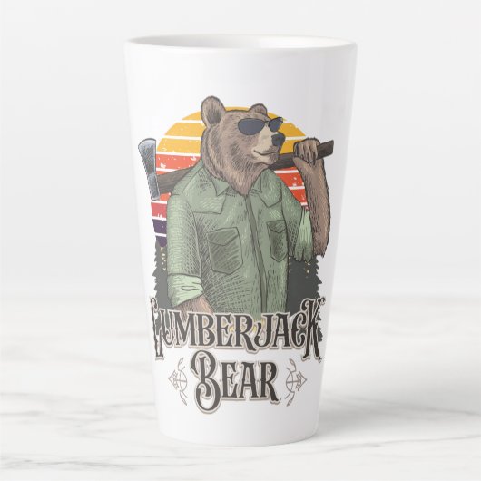 Grappig beer verkleed als houthakker latte mok (Voorkant)
