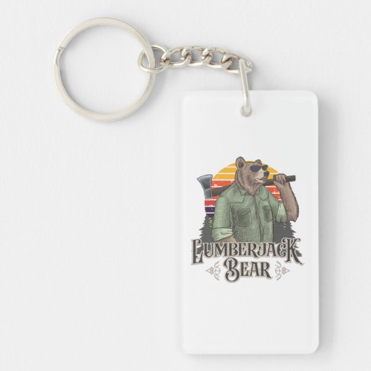 Grappig beer verkleed als houthakker sleutelhanger (Voorkant)