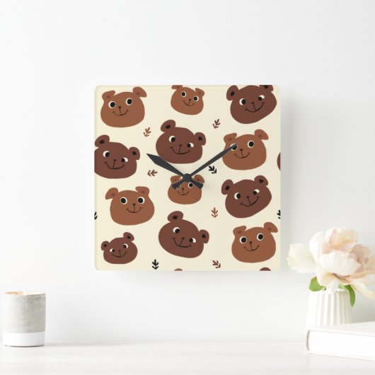 Grappig beer vierkante klok (Huis)