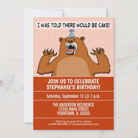 Grappig Beer wil verjaardagsfeestje Kaart (Voorkant)