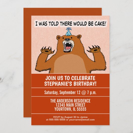 Grappig Beer wil verjaardagsfeestje Kaart (Voorkant / Achterkant)