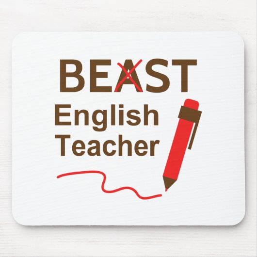 Grappig Beest of Beste Engelse Leraar Muismat (Voorkant)