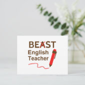Grappig Beest of Beste Engelse Leraren Waardering Briefkaart (Staand voorkant)