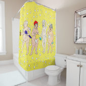 Grappig bejaarde mensen in bubbels douchegordijn (In situ)