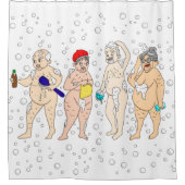 Grappig bejaarde mensen in bubbels douchegordijn (Voorkant)