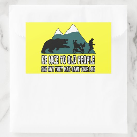 Grappig bejaarden rechthoekige sticker (Tas)