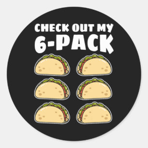 Grappig Bekijk Mijn 6 Pack Taco Cinco De Mayo Jong Ronde Sticker