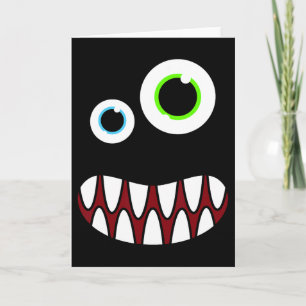 Grappig Belachelijk Monster Gezicht Kostuum Verjaa Kaart