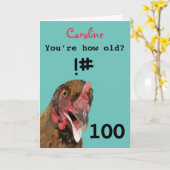 Grappig beledigend grap kip 100e verjaardagskaart kaart (Gele Bloem)
