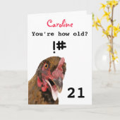 Grappig beledigend grap kip 21ste verjaardagskaart kaart (Gele Bloem)
