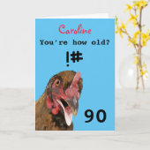 Grappig beledigend grap kip 90ste verjaardagskaart kaart (Gele Bloem)