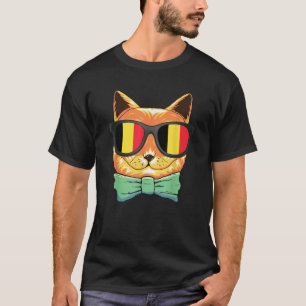 Grappig België Vlag België Kat Zonnebrillen Gift T T-shirt
