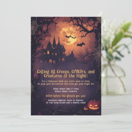 Grappig bellen met alle griezels, beestjes en weze kaart (Staand voorkant)