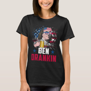 Grappig Ben Drankin 4 juli Amerikaanse vlag Mannen T-shirt