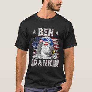 Grappig Ben Drankin 4 juli Amerikaanse vlag Mannen T-shirt