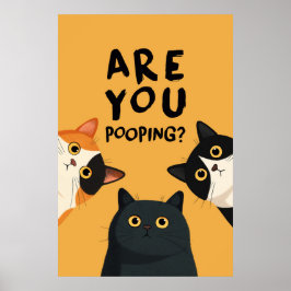 Grappig Ben Je aan het Poepen Badkamer Katten Poster