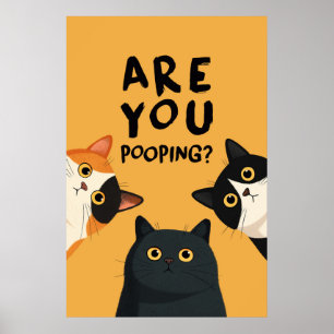 Grappig Ben Je aan het Poepen Badkamer Katten Poster