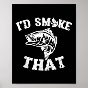 Grappig benauwd is rook die vis filet barbecue poster
