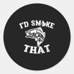 Grappig benauwd is rook die vis filet barbecue ronde sticker