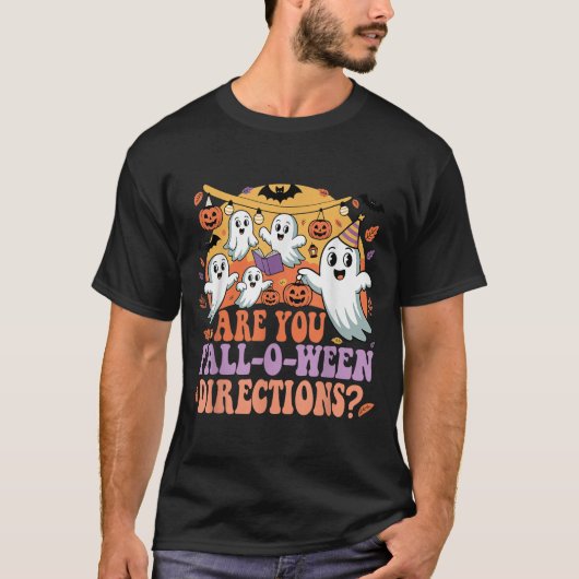 Grappig Bent U Fall O Ween Richtingen Leraar Hallo T-shirt (Voorkant)
