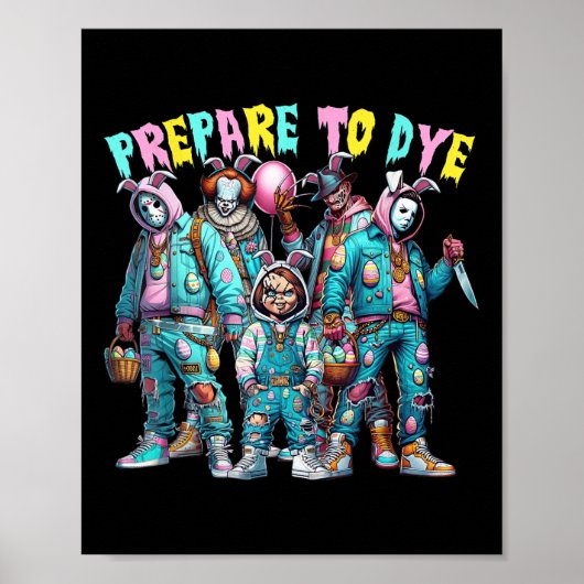 Grappig Bereid je voor op Groovy Dye Bunny Easter Poster (Voorkant)