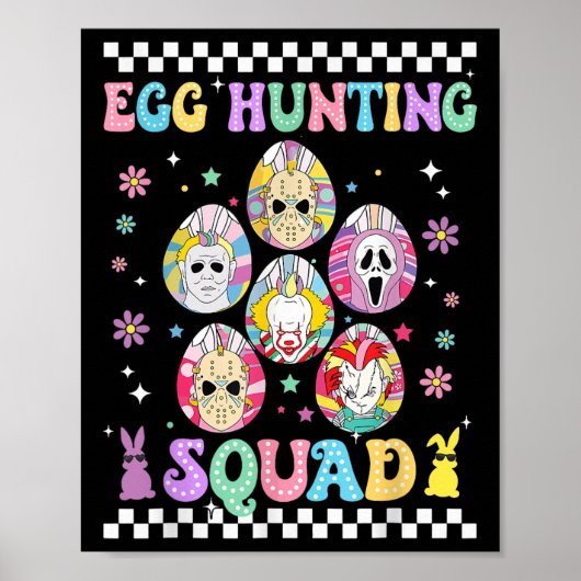 Grappig Bereid je voor op Groovy Dye Horror Egg Hu Poster (Voorkant)