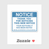 Grappig bericht Bedankt voor het opmerken van dit  Sticker (Vel)